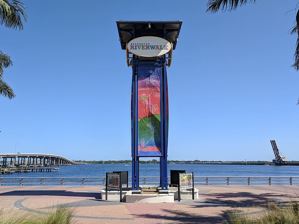 Tower Plaza on the Bradenton Riverwalk beside the Manatee River